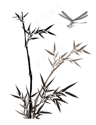 中国风水墨竹子图片古风竹叶竹林水彩手绘插画PNG免扣设计