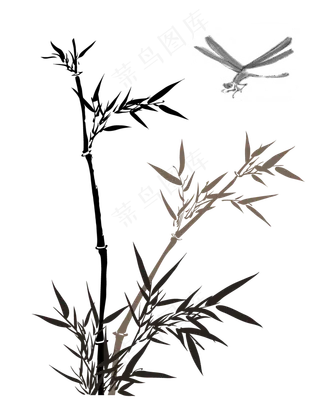 中国风水墨竹子图片古风竹叶竹林水彩手绘插画PNG免扣设计