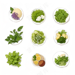 绿色手绘水果养生菜免抠素材95