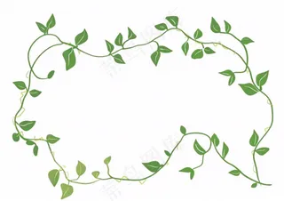 绿叶花环卡通边框免抠