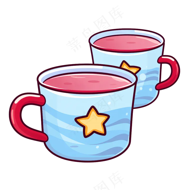卡通手绘杯子线条插画矢量装饰元素psd模版下载
