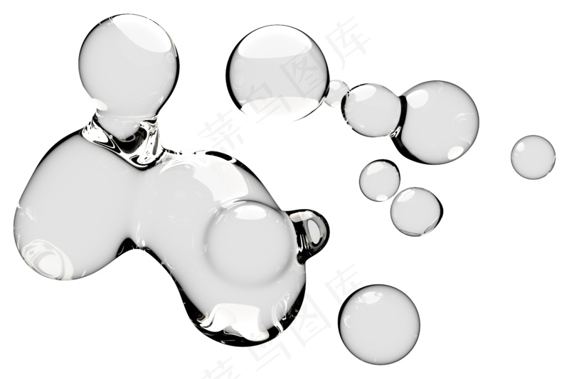 高清日系极简逼真透明水滴液体气泡水珠空气感png免扣素材 (