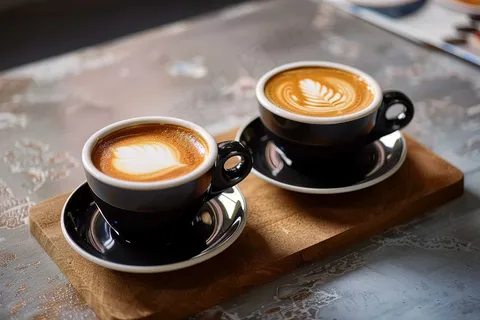 两杯拉花拿铁咖啡饮料下午茶摄影图 两杯拉花拿铁咖啡饮料下午茶摄影图