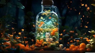 玻璃瓶微型生物艺术品超高清壁纸