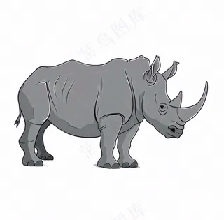 大犀牛动物卡通插画免抠