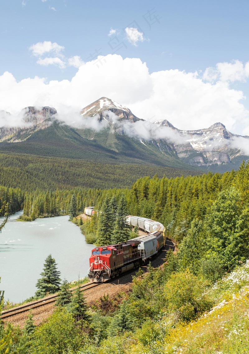 云雾缭绕间火车穿林而过