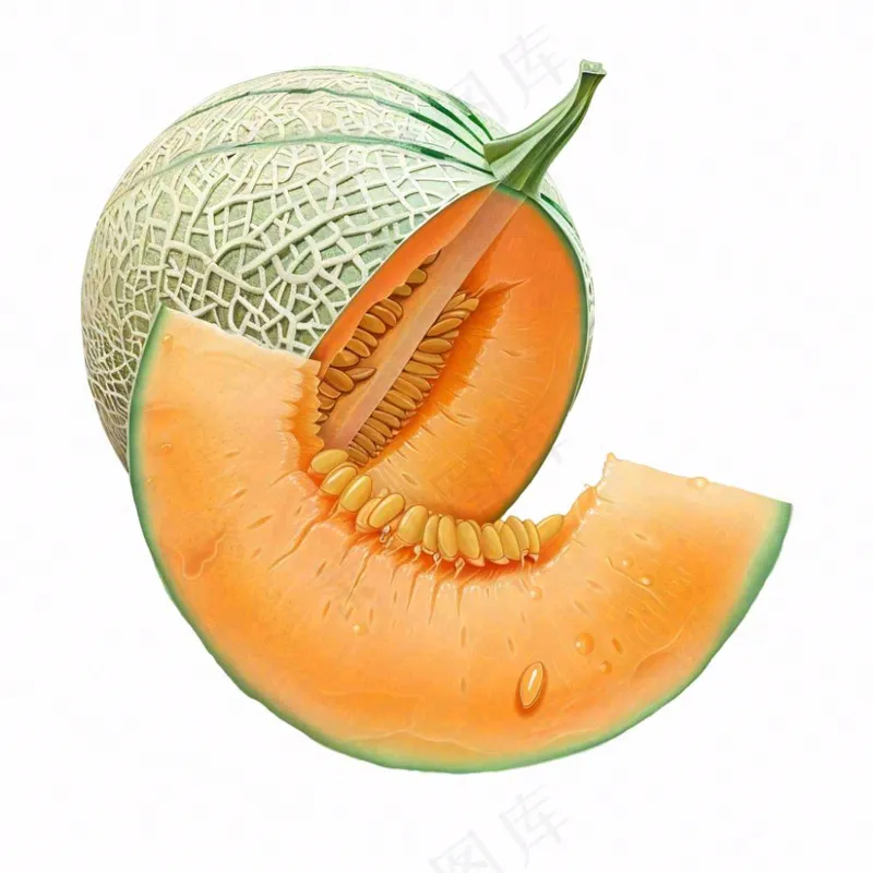 哈密瓜水果卡通插画免抠(1024x1024)