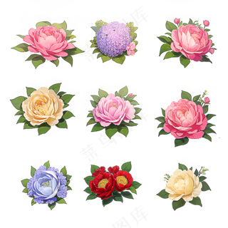 红色黄色粉色玫瑰花免抠素材2