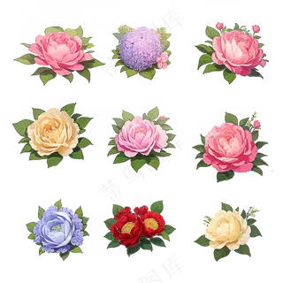 红色黄色粉色玫瑰花免抠素材2