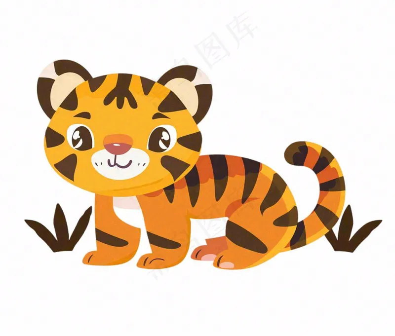 老虎动物卡通插画免抠(1184x1008)