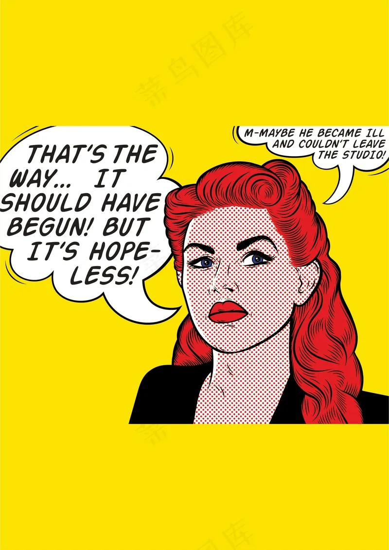 红发美女 连环画cdr矢量模版下载