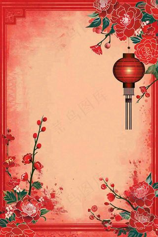 新年灯笼梅花红色新春喜庆节日背景
