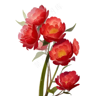 红色海棠花写实手绘练习作品19