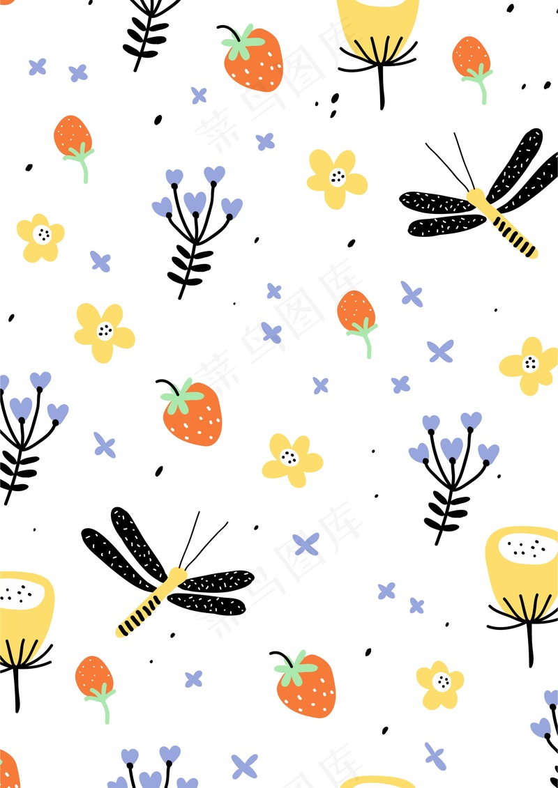 小花朵小昆虫 小草莓小蜻蜓