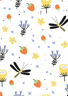 小花朵小昆虫 小草莓小蜻蜓