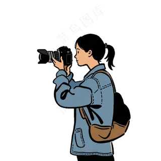 拍照女生 女摄影师 免抠透明底 (4)