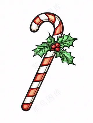 圣诞糖果拐杖糖卡通插画免抠