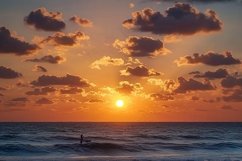海上清晨日出朝霞云层摄影图(4032x2688)