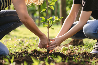 植树树苗保护环境摄影图