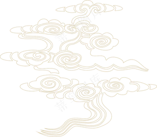 中式传统PNG免扣祥云中国风古典云吉祥图案工笔画创意素材 