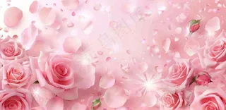 粉红背景上的玫瑰花美丽浪漫梦幻爱情情人节七夕摄影图