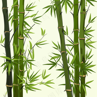 竹子竹叶卡通插画背景