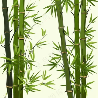 竹子竹叶卡通插画背景