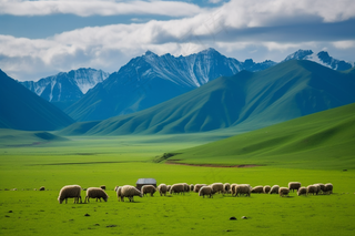 新疆春天草原风光大自然风景摄影图