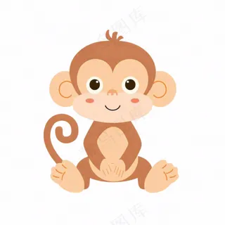 猴子可爱动物卡通插画免抠