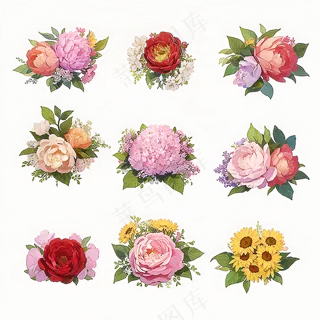 红色黄色粉色玫瑰花免抠素材60