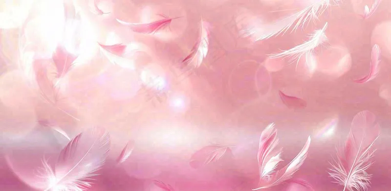 粉色气泡羽毛梦幻情人节七夕插画背景(1568x768)
