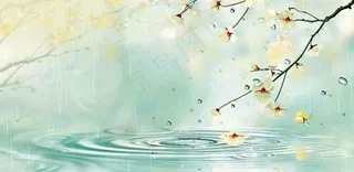 春天春暖花开梅雨季雨水谷雨黄花插画背景