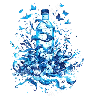 免抠世界水日插画