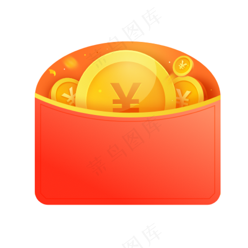 红色简约风红包金币图