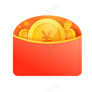 红色简约风红包金币图
