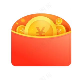 红色简约风红包金币图