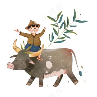 牧童人清明春分插画免抠