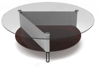 玻璃皮革欧美时尚设计感铁艺圆茶几