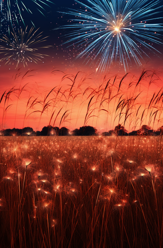 烟花五颜六色的烟花庆典新年节日暮色的天空背景摄影图