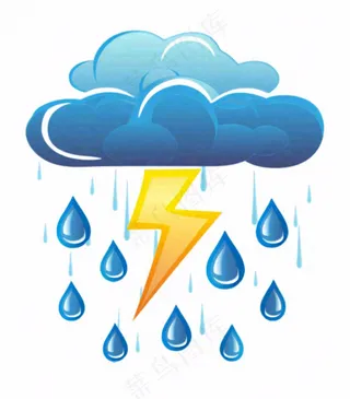 雷雨天气天气卡通插画免抠