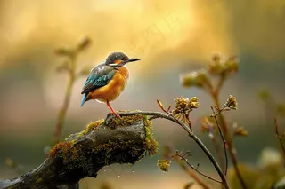 小鸟站在树枝上摄影图