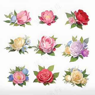 红色黄色粉色玫瑰花免抠素材64