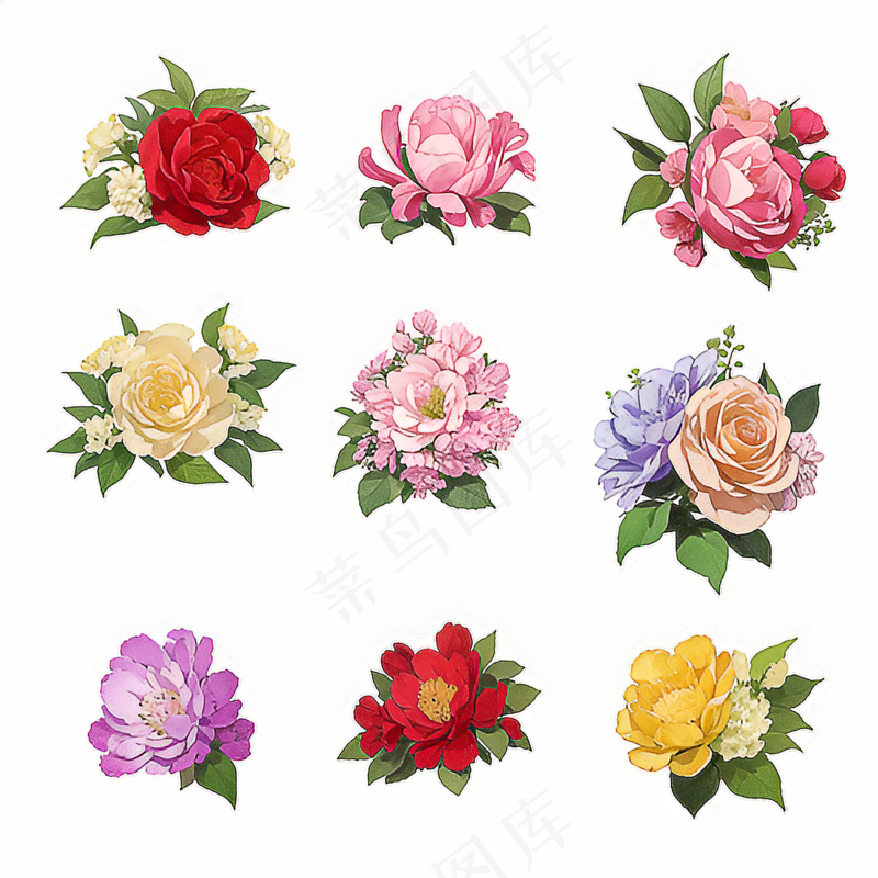 红色黄色粉色玫瑰花免抠素材198