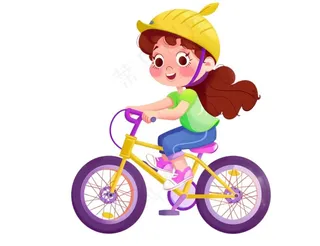 骑自行车的学生运动彩色卡通插画免抠