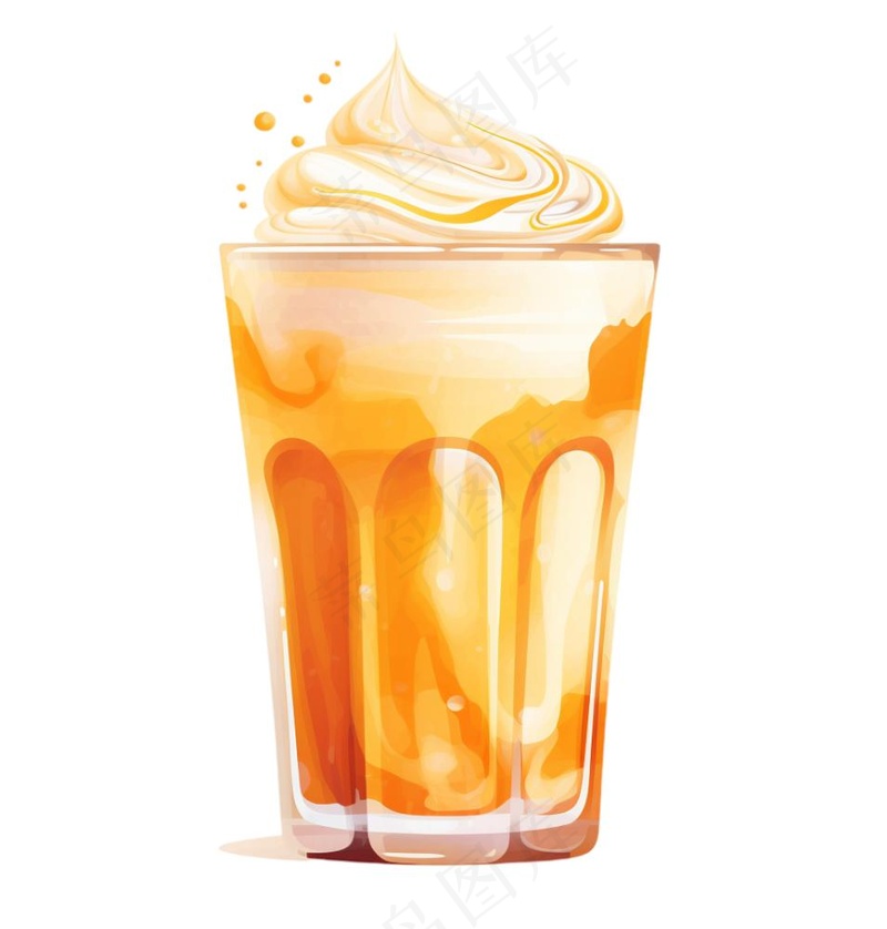 冰淇淋奶茶奶油饮料手绘卡通插画免抠(1024x1072)