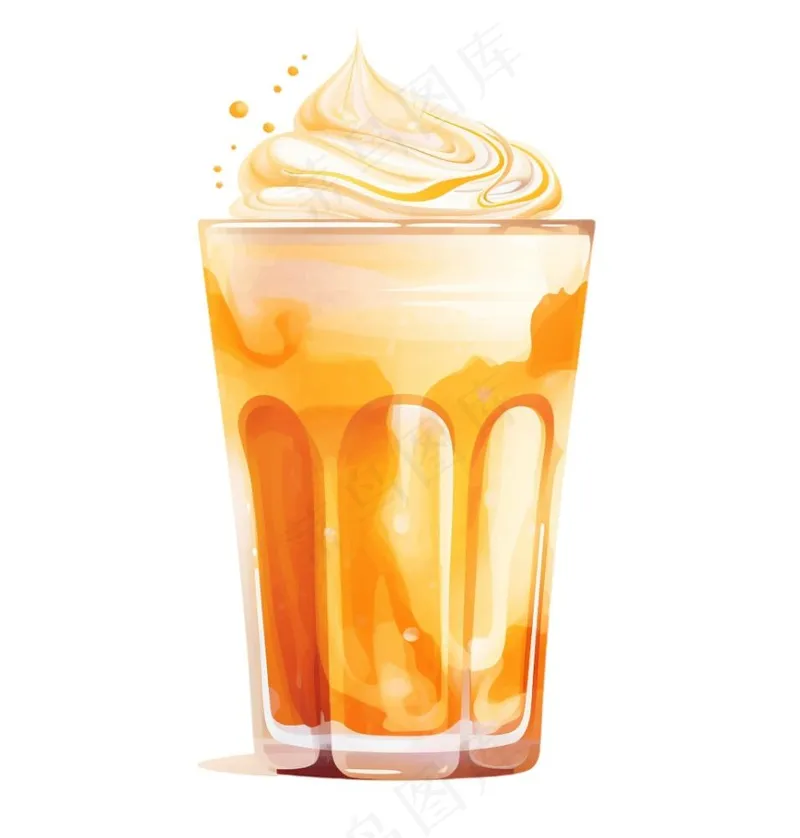 冰淇淋奶茶奶油饮料手绘卡通插画免抠(1024x1072)