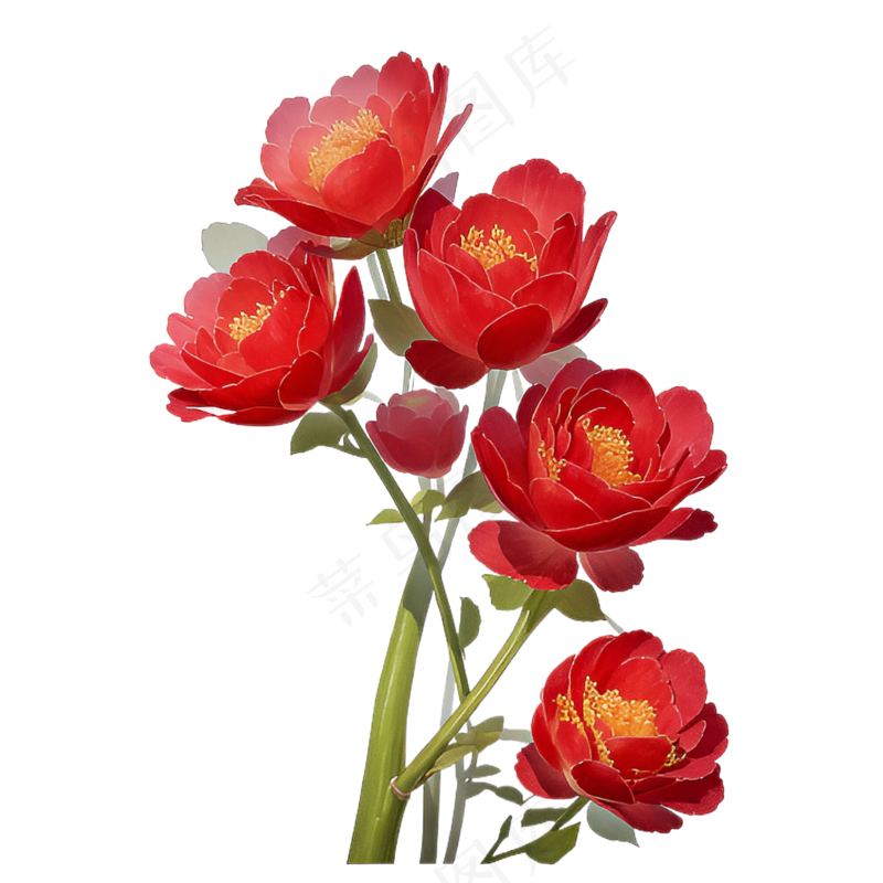 红色海棠花写实手绘练习作品9