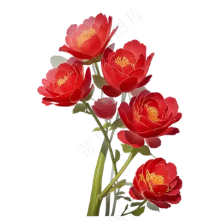 红色海棠花写实手绘练习作品9