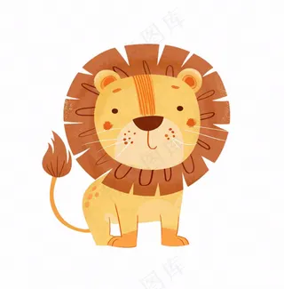 狮子动物卡通插画免抠