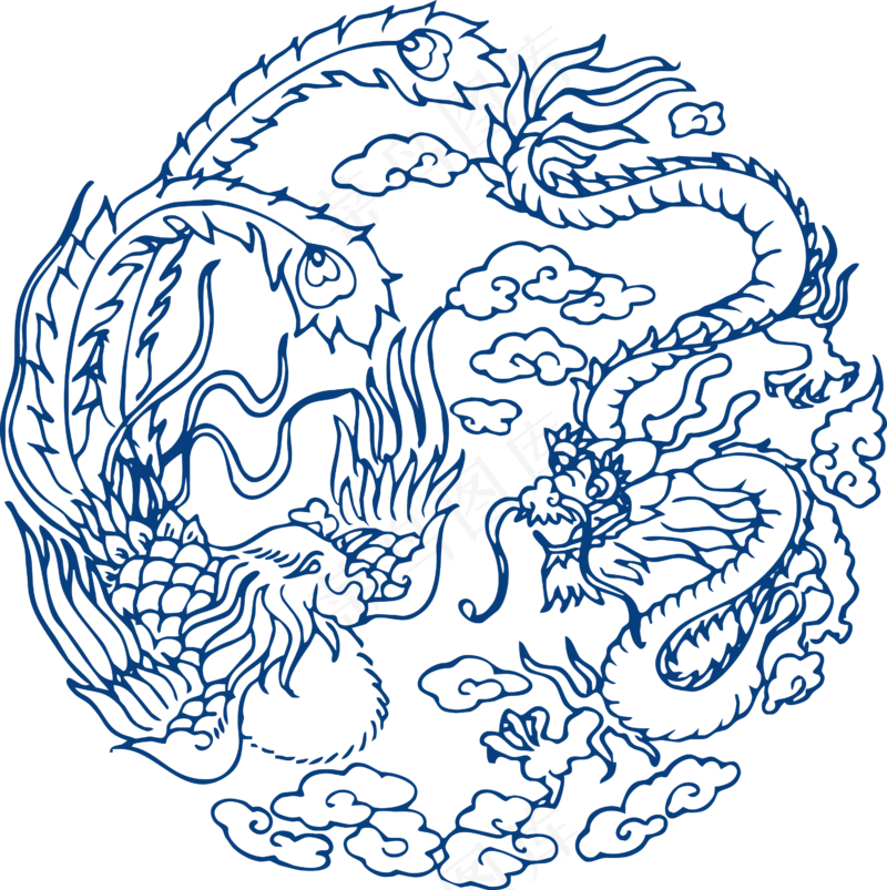 古代青花瓷图案花纹中国风图案祥云纹理传统图腾PNG免扣素材